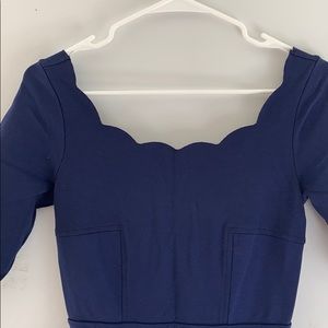 Navy scalloped neck dress